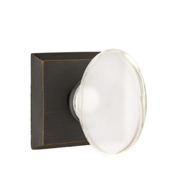 Emtek 7111-HT-MB Hampton Crystal Door Knob Passage Set With Sandcast Bronze #6 Rosette Medium Bronze