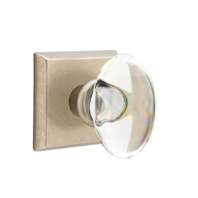 Emtek 7111-HT-TWB Hampton Crystal Door Knob Passage Set With Sandcast Bronze #6 Rosette Tumbled White Bronze