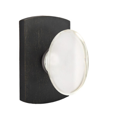 Emtek 7200-HT-MB Hampton Crystal Door Knob Privacy Set With Sandcast Bronze #4 Rosette Medium Bronze