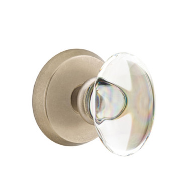 Emtek 7206-HT-TWB Hampton Crystal Door Knob Privacy Set With Sandcast Bronze #2 Rosette Tumbled White Bronze