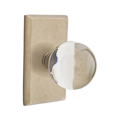 Emtek 7054-BL-TWB Bristol Crystal Door Knob Dummy Set With Sandcast Bronze #3 Rosette Tumbled White Bronze