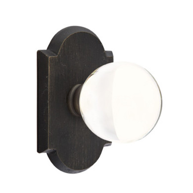 Emtek 7058-BL-MB Bristol Crystal Door Knob Dummy Set With Sandcast Bronze #1 Rosette Medium Bronze