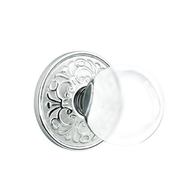Emtek 8056-BL-US26 Bristol Crystal Door Knob Dummy Set With Lancaster Rosette Polished Chrome