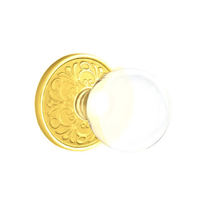 Emtek 8056-BL-US3 Bristol Crystal Door Knob Dummy Set With Lancaster Rosette Polished Brass