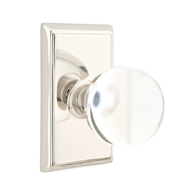 Emtek 8521-BL-US14 Bristol Crystal Door Knob Dummy Set With Rectangular Rosette Polished Nickel