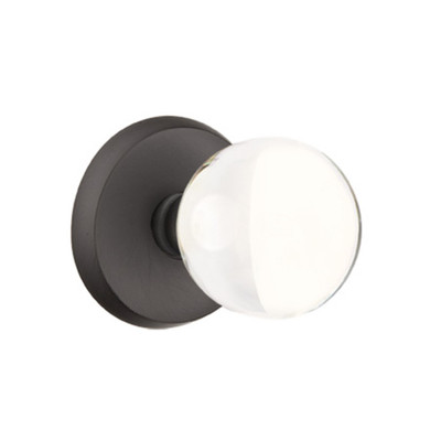 Emtek 7106-BL-FB Bristol Crystal Door Knob Passage Set With Sandcast Bronze #2 Rosette Flat Black