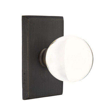 Emtek 7204-BL-MB Bristol Crystal Door Knob Privacy Set With Sandcast Bronze #3 Rosette Medium Bronze