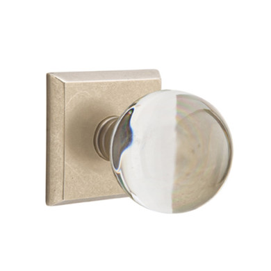 Emtek 7211-BL-TWB Bristol Crystal Door Knob Privacy Set With Sandcast Bronze #6 Rosette Tumbled White Bronze