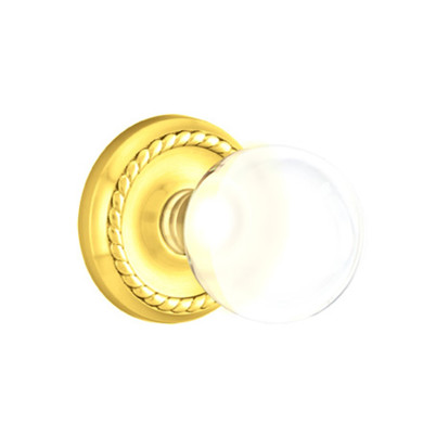 Emtek 8101-BL-US3 Bristol Crystal Door Knob Passage Set With Rope Rosette Polished Brass