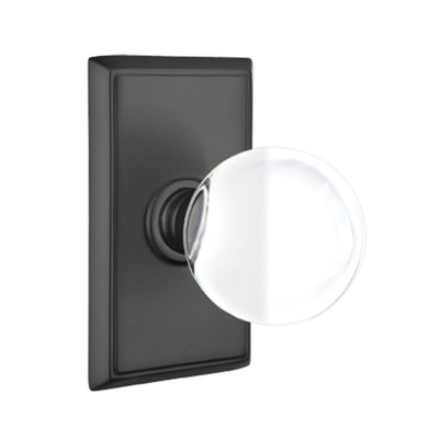 Emtek 8121-BL-US19 Bristol Crystal Door Knob Passage Set With Rectangular Rosette Flat Black