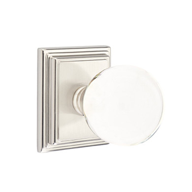 Emtek 8161-BL-US15 Bristol Crystal Door Knob Passage Set With Wilshire Rosette Satin Nickel