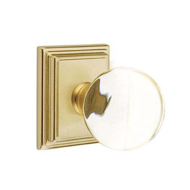 Emtek 8161-BL-US4 Bristol Crystal Door Knob Passage Set With Wilshire Rosette Satin Brass