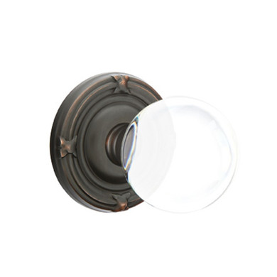 Emtek 8207-BL-US10B Bristol Crystal Door Knob Privacy Set With Ribbon & Reed Rosette Oil Rubbed Bronze