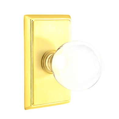 Emtek 8221-BL-US3 Bristol Crystal Door Knob Privacy Set With Rectangular Rosette Polished Brass