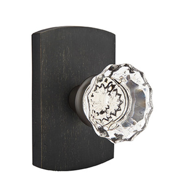Emtek 7100-AS-MB Astoria Crystal Door Knob Passage Set With Sandcast Bronze #4 Rosette Medium Bronze