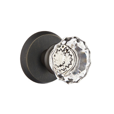 Emtek 7106-AS-MB Astoria Crystal Door Knob Passage Set With Sandcast Bronze #2 Rosette Medium Bronze