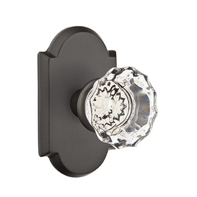 Emtek 7108-AS-FB Astoria Crystal Door Knob Passage Set With Sandcast Bronze #1 Rosette Flat Black