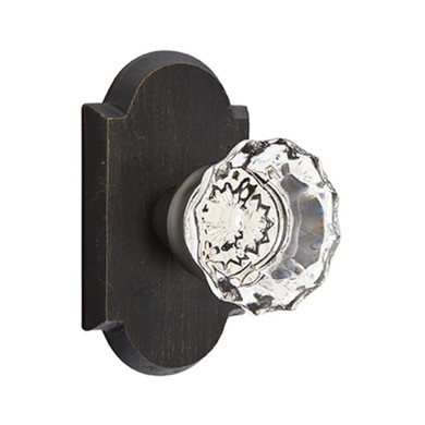 Emtek 7108-AS-MB Astoria Crystal Door Knob Passage Set With Sandcast Bronze #1 Rosette Medium Bronze