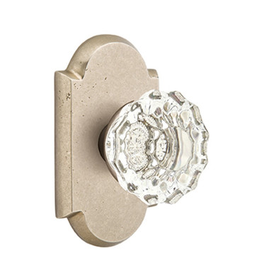 Emtek 7108-AS-TWB Astoria Crystal Door Knob Passage Set With Sandcast Bronze #1 Rosette Tumbled White Bronze