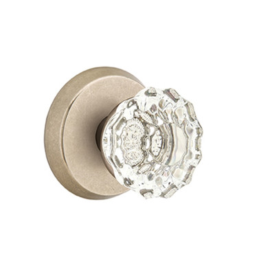 Emtek 7206-AS-TWB Astoria Crystal Door Knob Privacy Set With Sandcast Bronze #2 Rosette Tumbled White Bronze