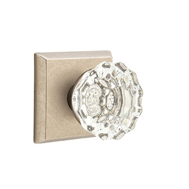 Emtek 7211-AS-TWB Astoria Crystal Door Knob Privacy Set With Sandcast Bronze #6 Rosette Tumbled White Bronze