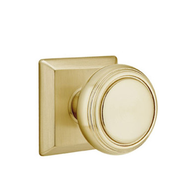 Emtek 8531-NW-US4 Norwich Door Knob Dummy Set With Quincy Rosette Satin Brass