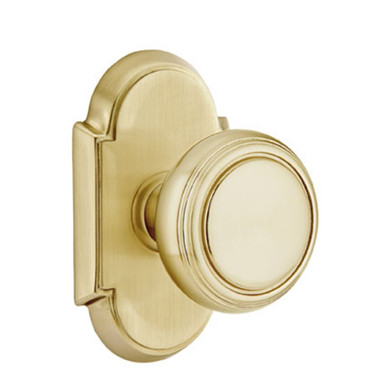Emtek 8208-NW-US4 Norwich Door Knob Privacy Set With #8 Rosette Satin Brass