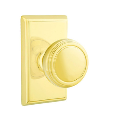 Emtek 8221-NW-US3 Norwich Door Knob Privacy Set With Rectangular Rosette Polished Brass