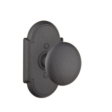 Emtek 7101-J-FBS Jamestown Door Knob Passage Set With Wrought Steel #1 Rosette Flat Black Steel