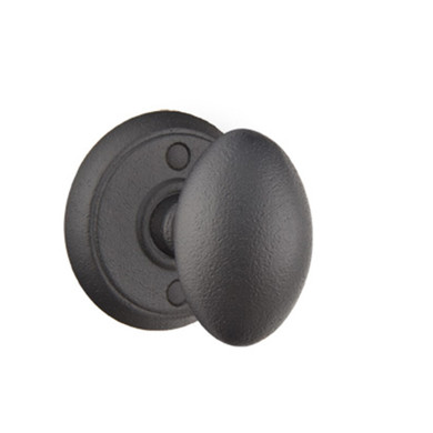 Emtek 7052-SV-FBS Savannah Door Knob Dummy Set With Wrought Steel #2 Rosette Flat Black Steel