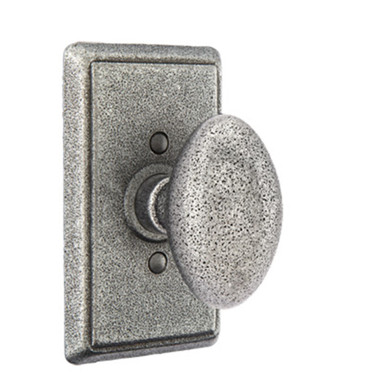 Emtek 7053-SV-SWS Savannah Door Knob Dummy Set With Wrought Steel #3 Rosette Satin Steel