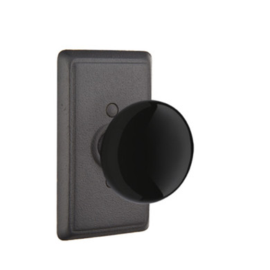 Emtek 7103-MB-FBS Madison Black Door Knob Passage Set With Wrought Steel #3 Rosette Flat Black Steel