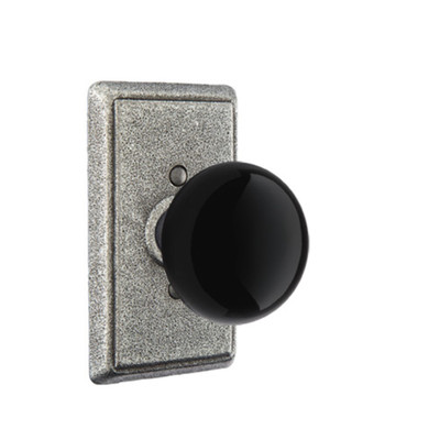 Emtek 7103-MB-SWS Madison Black Door Knob Passage Set With Wrought Steel #3 Rosette Satin Steel