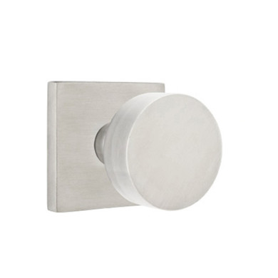Emtek S10003-RNK-SS Round Door Knob Passage Set With Stainless Steel Square Rosette Brushed Stainless Steel