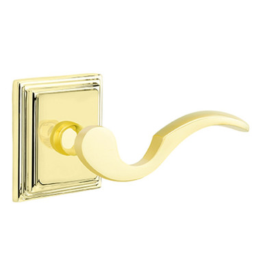 Emtek 8261-C-US3 Cortina Door Lever Privacy Set With Wilshire Rosette Polished Brass