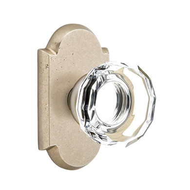 Emtek 7208-LW-TWB Lowell Crystal Door Knob Privacy Set With Sandcast Bronze #1 Rosette Tumbled White Bronze