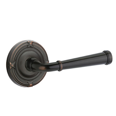 Emtek 8057-ME-US10B Merrimack Door Lever Dummy Set With Ribbon & Reed Rosette Oil Rubbed Bronze