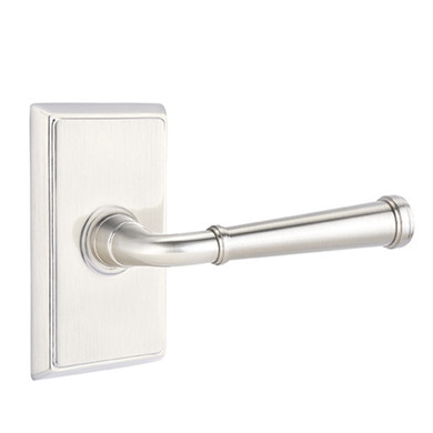 Emtek 8521-ME-US15 Merrimack Door Lever Dummy Set With Rectangular Rosette Satin Nickel