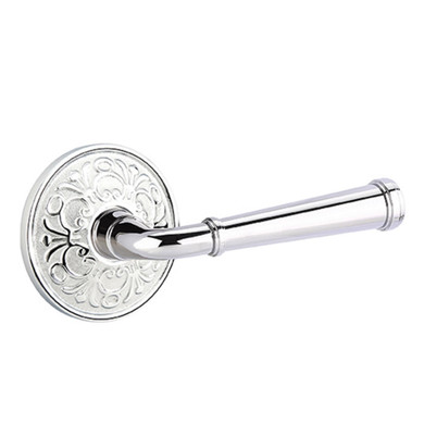 Emtek 8106-ME-US26 Merrimack Door Lever Passage Set With Lancaster Rosette Polished Chrome