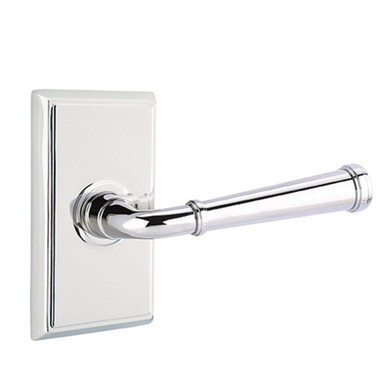 Emtek 8121-ME-US26 Merrimack Door Lever Passage Set With Rectangular Rosette Polished Chrome