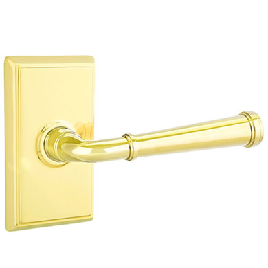 Emtek 8121-ME-US3 Merrimack Door Lever Passage Set With Rectangular Rosette Polished Brass