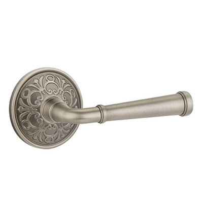 Emtek 8206-ME-US15A Merrimack Door Lever Privacy Set With Lancaster Rosette Pewter