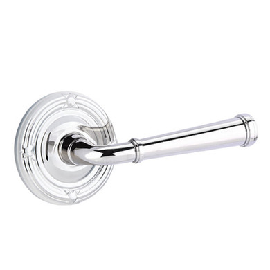 Emtek 8207-ME-US26 Merrimack Door Lever Privacy Set With Ribbon & Reed Rosette Polished Chrome
