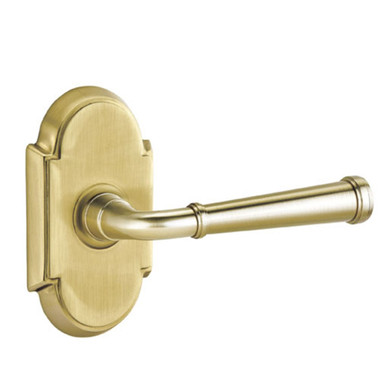 Emtek 8208-ME-US4 Merrimack Door Lever Privacy Set With #8 Rosette Satin Brass