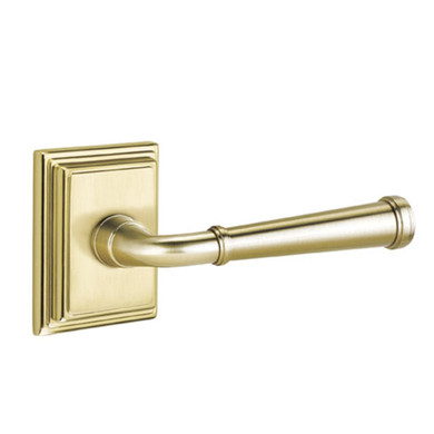 Emtek 8261-ME-US4 Merrimack Door Lever Privacy Set With Wilshire Rosette Satin Brass