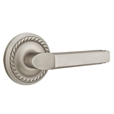 Emtek 8101-M-US15A Milano Door Lever Passage Set With Rope Rosette Pewter