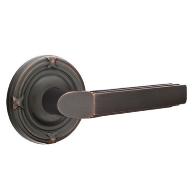 Emtek 8107-M-US10B Milano Door Lever Passage Set With Ribbon & Reed Rosette Oil Rubbed Bronze