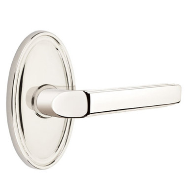 Emtek 8120-M-US14 Milano Door Lever Passage Set With Oval Rosette Polished Nickel