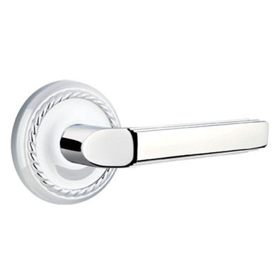 Emtek 8201-M-US26 Milano Door Lever Privacy Set With Rope Rosette Polished Chrome