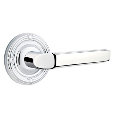 Emtek 8207-M-US26 Milano Door Lever Privacy Set With Ribbon & Reed Rosette Polished Chrome